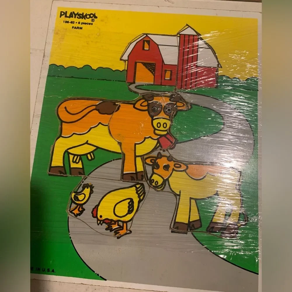 Playskool set of 2 farm wooden puzzles